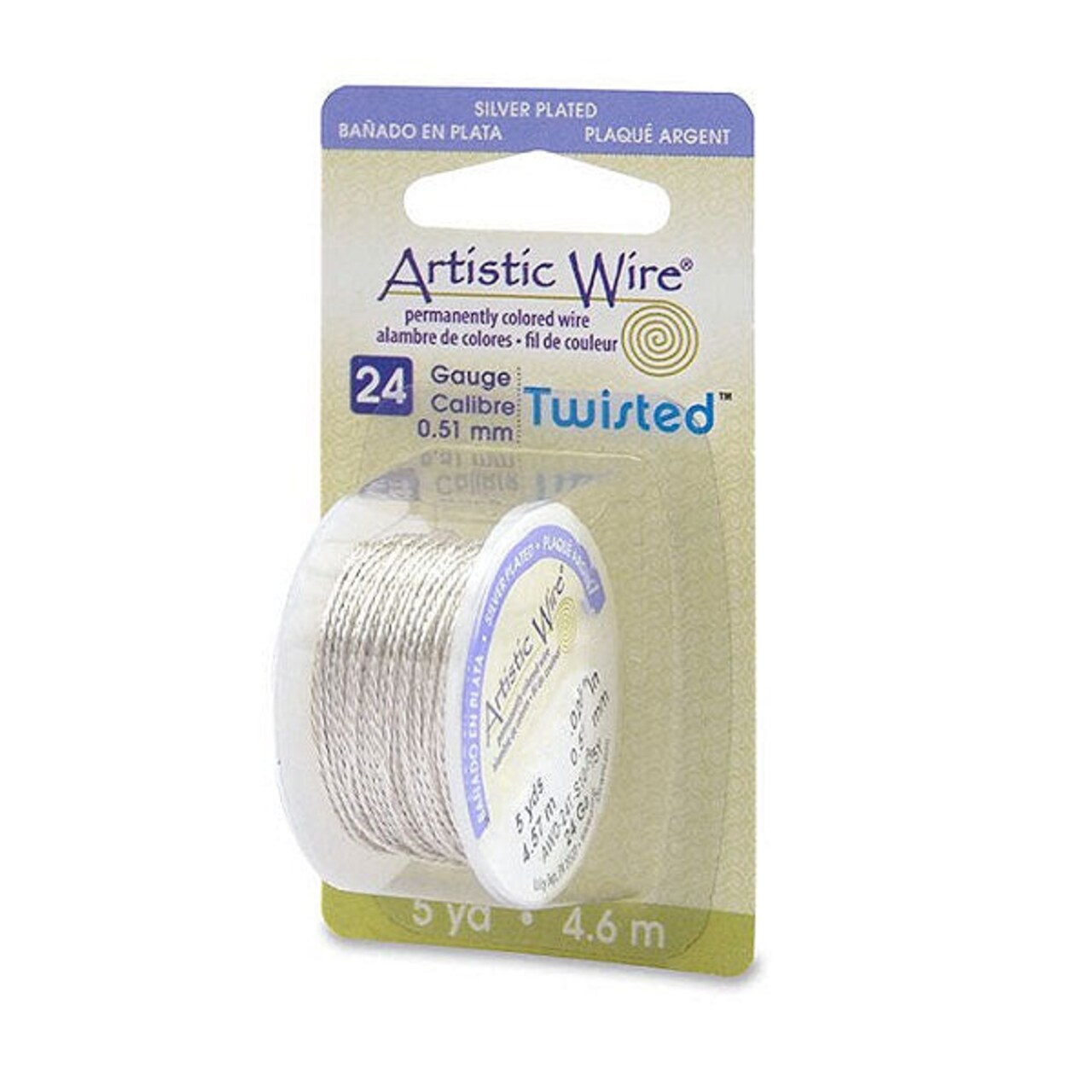 Artistic Jewelry Wire Twisted Non-Tarnish Silver 24 Gauge (5-Yards)